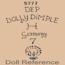 Hamburger & Co. doll mark 5777 DEP Dolly Dimple H Germany made by Gerbruder Heubach sunburst symbol