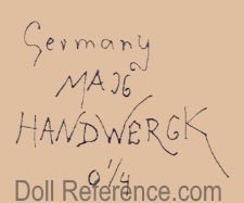 Max Handwerck doll mark Germany Max Handwerck 0 1/4