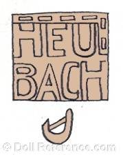 Gebrüder Heubach doll mark Heubach inside a square or quadrant with symbol below