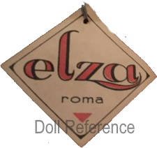 Elza doll company doll mark label Elza Roma,  Rome, Italy