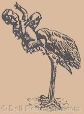 Jacob Jung doll mark standing stork holding a baby