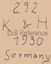 Kley & Hahn doll mark 292 K & H 1930 Germany