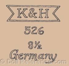 Kley & Hahn doll mark K & H (on a ribbon) 526 8 1/2 Germany