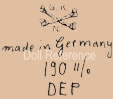 Gebrüder Knoch doll mark GKN, two crossed bones symbol, made in Germany, 190  11/0 DEP
