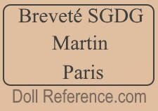 Benoit Martin fashion lady doll mark label Brevet SGDG Martin Paris