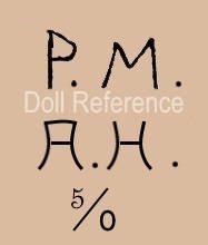 Mengersgereuth Porzellanfabrik doll mark PM AH 5/0
