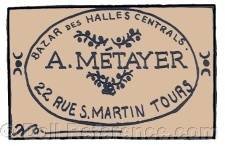 A. Métayer doll mark label Bazar Des Halles Centrals 22 Rue S. Martin Tours