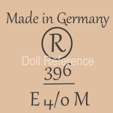 Ernst Metzler (& Paul Rauschert) doll mark Made in Germany R inside a circle 396 E 4/0 M
