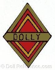 Langfelder or Morimura doll mark Dolly label inside a diamond