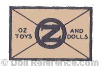Oz Toys & Dolls (Frank Baum) doll mark OZ Toys and Dolls on an envelope symbol