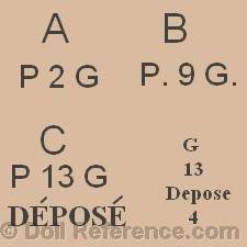Pintel & Godchaux doll marks AP2G, BP.9G., CP13G Depose, G13 Depose 4