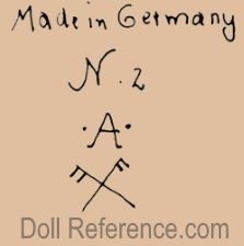 Rauenstein doll mark Made in Germany N 2 A crossed flags