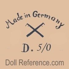 Rauenstein doll mark Made in Germany crossed flags D. 5/0
