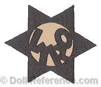 Rolfes & Company plush animals & cloth doll mark LYRO in a circle inside a star (mark also by Lyro & Franz Volpert)