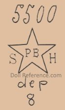 Schoenau & Hoffmeister doll mark 5500 SHPB
star symbol dep 8