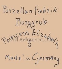 Schoenau & Hoffmeister doll mark Porzellanfabrik Burggrub Princess Elizabeth 5 Made in Germany