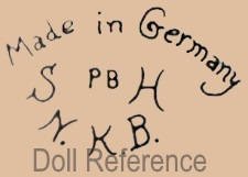 Schoenau & Hoffmeister doll mark Made in Germany S PB H N.K.B.