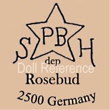 Schoenau & Hoffmeister doll mark SHPB
star symbol, dep, Rosebud, 2500 Germany