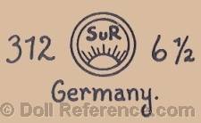 Seyfarth & Reinhardt doll mark SuR inside double circle with a sunrise symbol 312 Germany