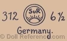  Seyfarth & Reinhardt doll mark 312 SUR sunrise symbol 6/2 Germany