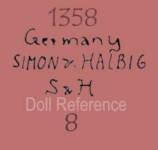 Simon & Halbig doll mark 1358 Germany Simon & Halbig S & H 8 antique