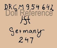 Hermann Steiner doll mark DRGM 954642 HS Germany 240
