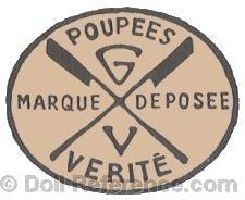 Gabrielle Verita doll mark Poupée's Verite GV two crossed flags Marque Deposee