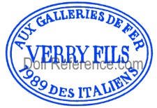 Verry et Fils  doll mark label Aux Galleries Defer 1989 Des Italiens