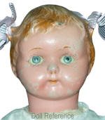 ca. 1915 American Composition girl doll, two hair bow loops 13"