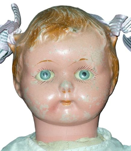 ca. 1915 American composition bow loop doll 13" tall