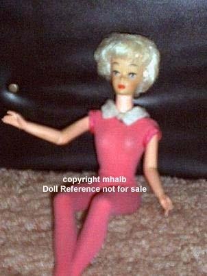 1963 Debbie Drake multi-jointed doll, 11 1/2", in red leotards