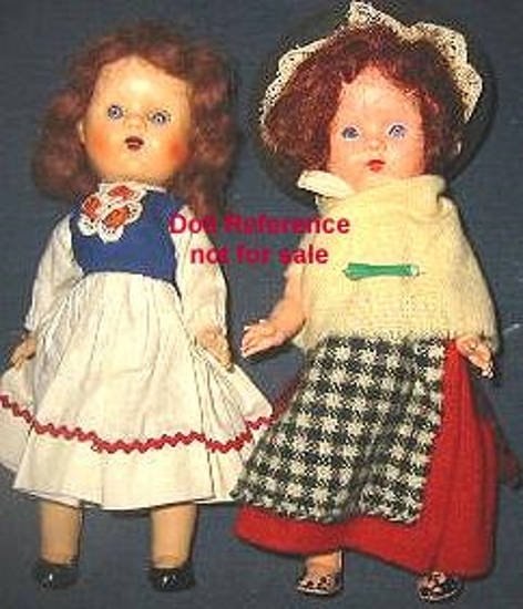 1950s Sarold dressed Girl Dolls, 8" tall