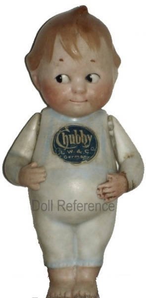 1914 Louis Wolf Chubby all bisque doll, 4" tall