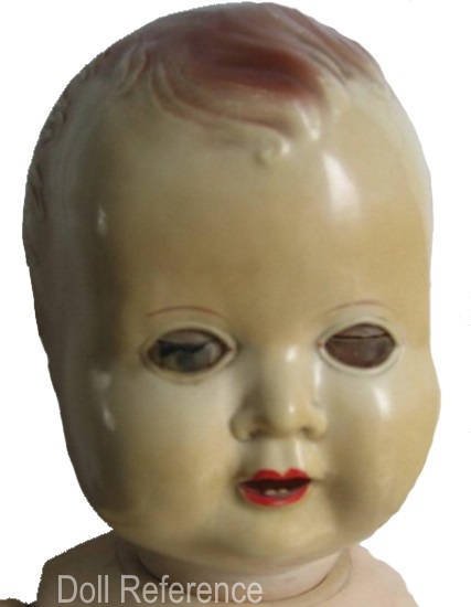 1950s Sarold plastic doll face, 20" tall, marked Sarold in a circle