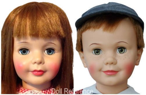 Ideal 1959 Patti Playpal doll & Ideal 1960 Peter Playpal doll faces