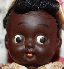 ca. 1960s Mausdaya, Modern Toy, Happy Toy Ponytail black girl doll, 5", made in Japan