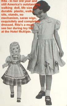 1950s Paris Doll Corp. Rita walking doll ad, 28"