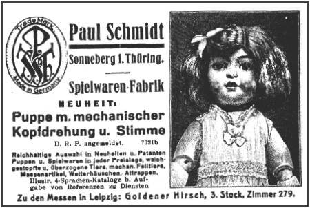 1923 Paul Schmidt mechanical doll advertisement (in German)