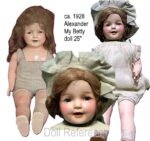 Alexander 1923+ Antique Dolls Identified USA 3 1928 Madame Alexander My Betty doll 25" tall