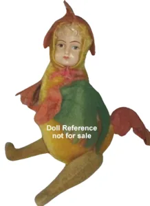1909 Louis Amberg Chantecler chicken doll 13" tall