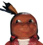 Louis Amberg 1916+ Antique Dolls Identified USA 2 1916 Louis Amberg Skookum, The Bully Kiddo Doll Indian 15" tall