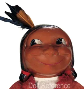 Louis Amberg 1916+ Antique Dolls Identified USA 1 1916 Louis Amberg Skookum, The Bully Kiddo Doll Indian 15" tall