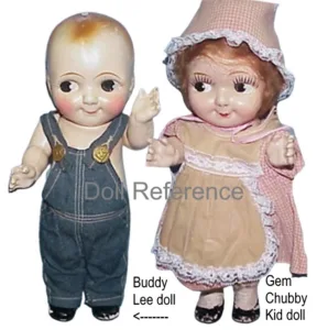 Buddy Lee 1920+ Antique to Vintage Dolls and Gem Dolls Identified USA 1 ca. 1920s+ Buddy Lee doll, Gem Chubby Kid girl doll