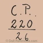 Catterfelder 1884+ Carl Trautmann Antique Dolls Identified German 8 Catterfelder doll mark CP 220