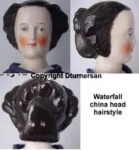 China Head Antique 1836+ Dolls 15 1860s China head doll Waterfall hairstyle