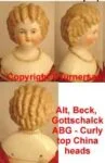 China Head Antique 1836+ Dolls 19 1870's China Head Doll ABG curly Top head