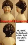 China Head Antique 1836+ Dolls 21 1870's China Head Doll ABG spill curls hairstyle