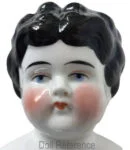 China Head Antique 1836+ Dolls 24 1890s China head doll low brow hairstyle, most common style head