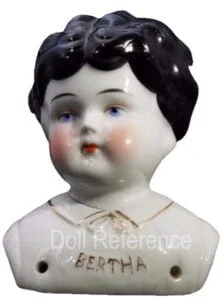 China Head Antique 1836+ Dolls 1 1895 China head low brow Hertwig Bertha doll