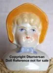 China Head Antique 1836+ Dolls 25 1900's China head doll bonnet over molded hair
